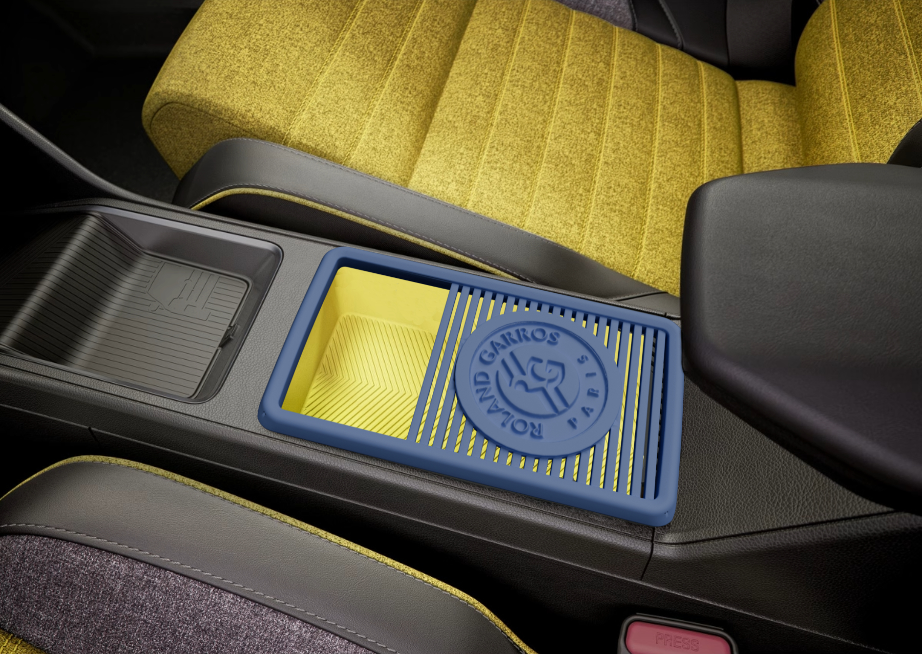 Custom-designed 3D-printed automotive interior part installed in vehicle